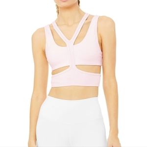 Alo Yoga Trackie Cutout Sports Bra Soft Pink XS